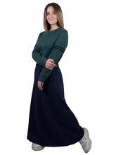 Load image into Gallery viewer, عباية رياضية قطن بحزام داخلى زيتى فى كحلى - pumpkinU