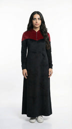 Abaya sport heidi à doublure jaune et noire avec capuchon et fermeture éclair sur la poitrine