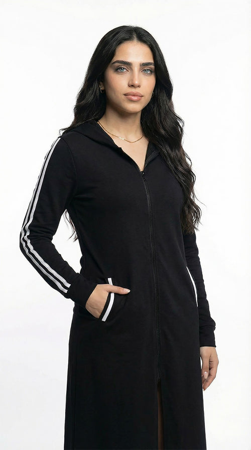 Basic plain black open abaya