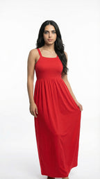 Robe salopette rouge en pur coton