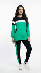 بدلة رياضي قطن اخضر فى اسود