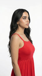 Robe salopette rouge en pur coton