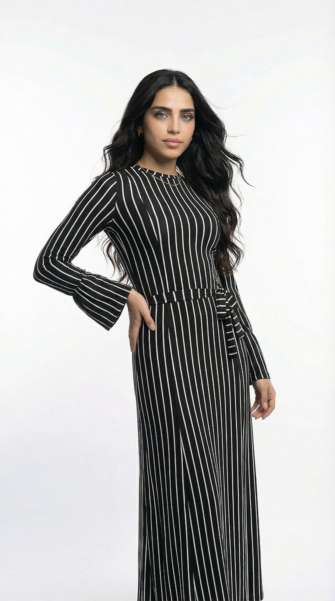 فستان سكوبا اسود طويل