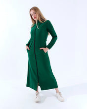 Load image into Gallery viewer, Olive plain high neck sport Abaya with zipper and pockets