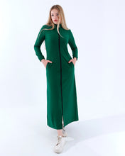 Load image into Gallery viewer, Olive plain high neck sport Abaya with zipper and pockets