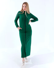 Load image into Gallery viewer, Olive plain high neck sport Abaya with zipper and pockets