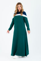 Abaya sport crêpe couleur olive et noir en coton