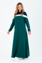 Charger l&#39;image dans la galerie, Abaya sport crêpe couleur olive et noir en coton