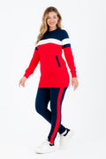 Tenue de sport rouge et bleu marine en coton