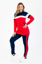 Tenue de sport rouge et bleu marine en coton