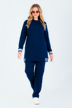 Load image into Gallery viewer, Navy Melton Stripe Tracksuit