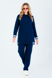 Navy Melton Stripe Tracksuit