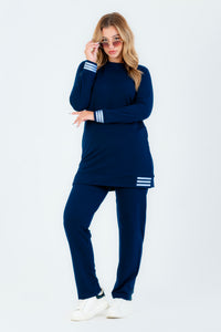 Navy Melton Stripe Tracksuit