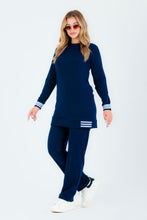 Load image into Gallery viewer, Navy Melton Stripe Tracksuit