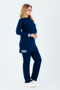 Navy Melton Stripe Tracksuit