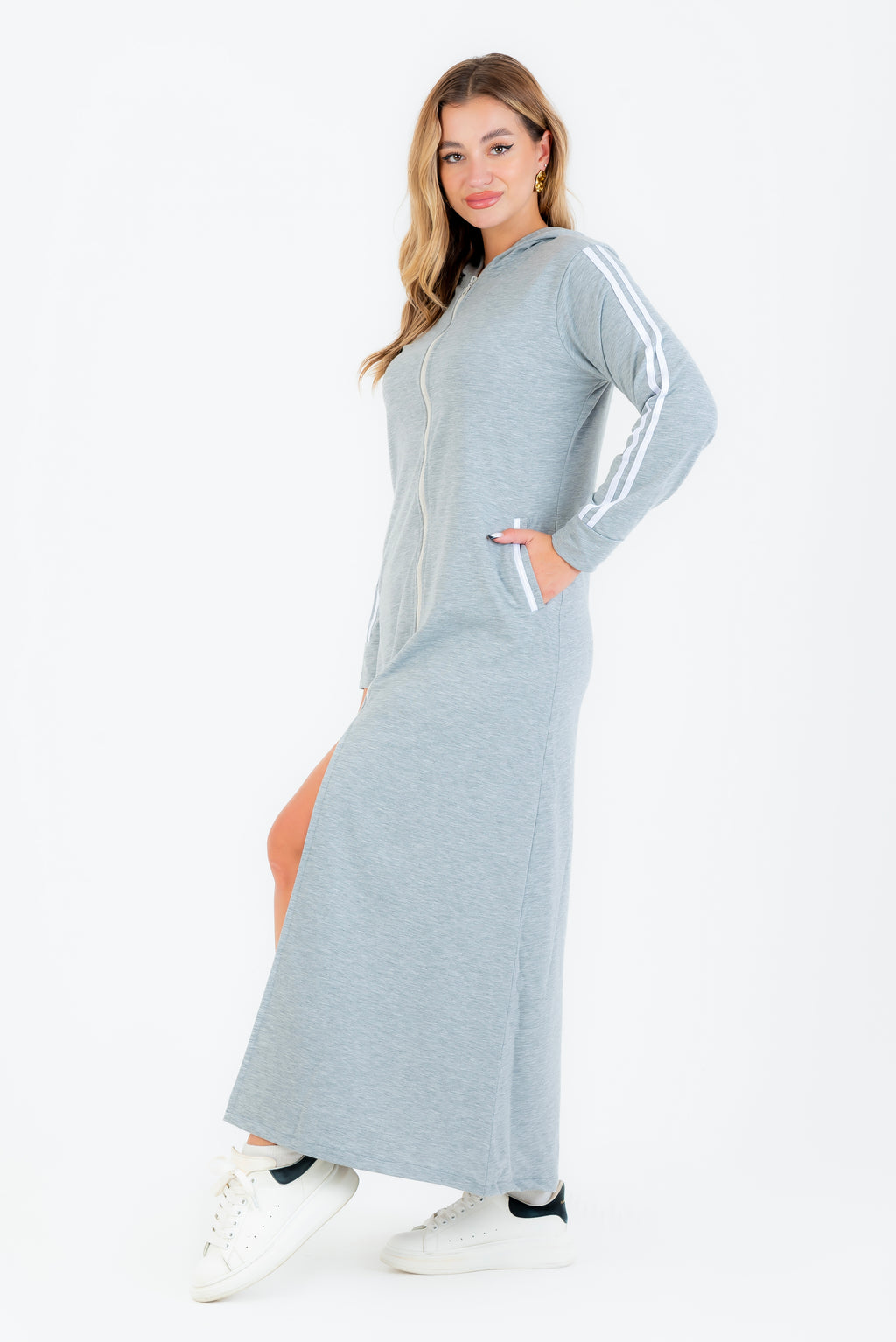 Abaya basique beu marine unie ouverte