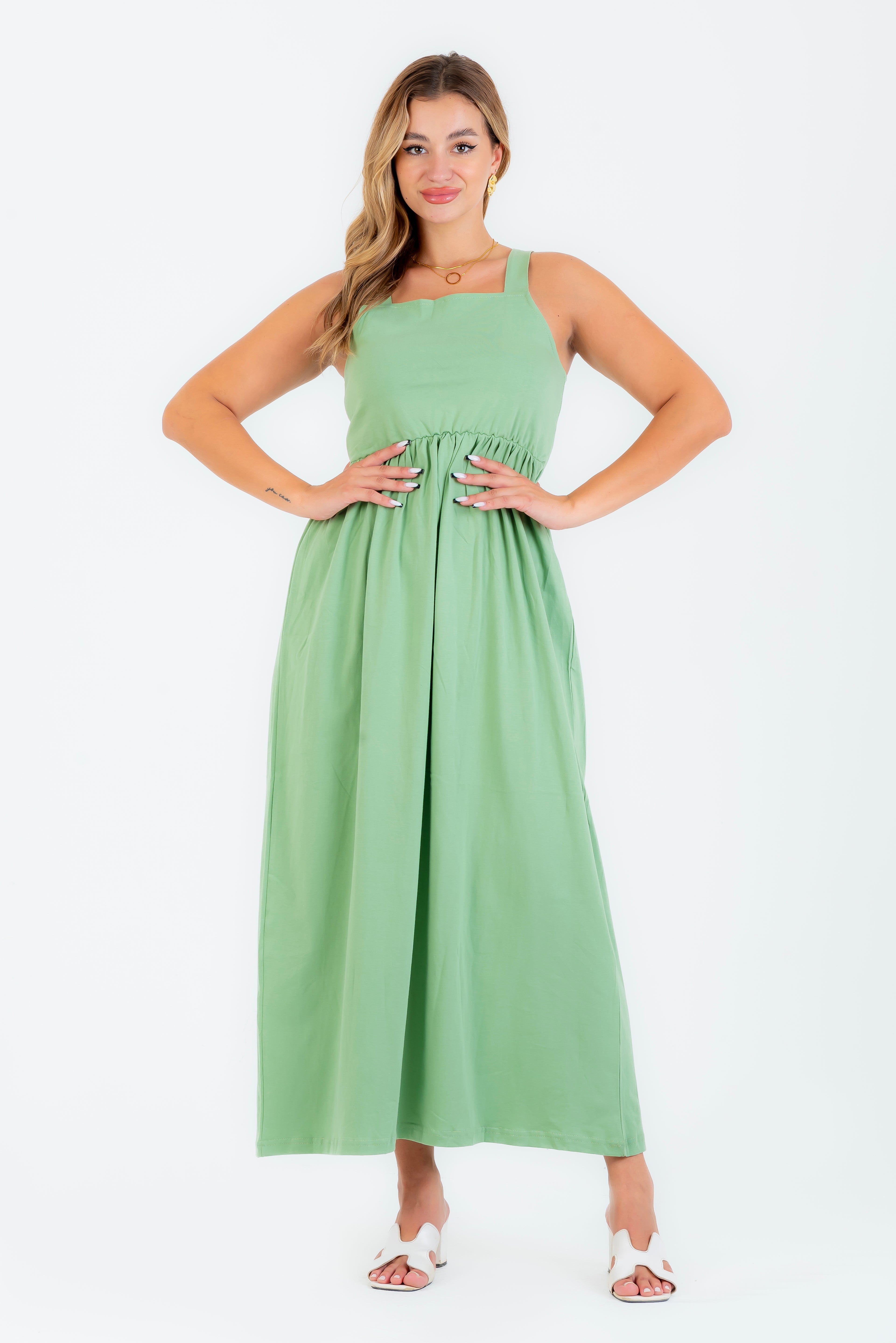 Robe salopette noire en pur coton