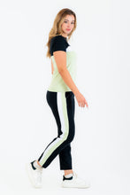 Load image into Gallery viewer, Short-sleeved khaki and black cotton Sportsuit