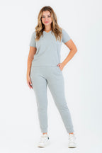 بيجاما قطن ليكرا سادة شانيه كم قصير ياقة سبعة