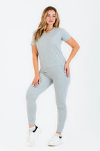 بيجاما قطن ليكرا سادة شانيه كم قصير ياقة سبعة