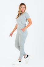 بيجاما قطن ليكرا سادة شانيه كم قصير ياقة سبعة