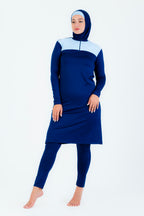 Maillot burkini long a fermeture éclair couleuir olive avec bonnet/ 2 pieces