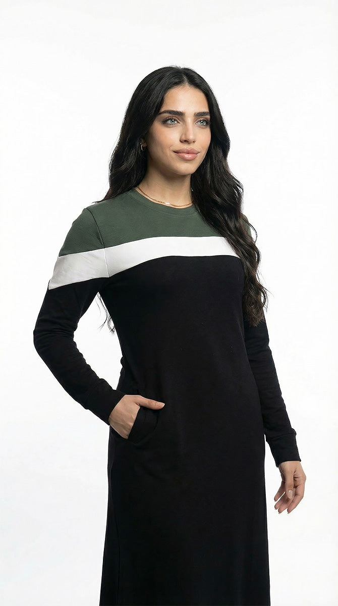 عباية رياضية قطن كريب زيتى فى اسود