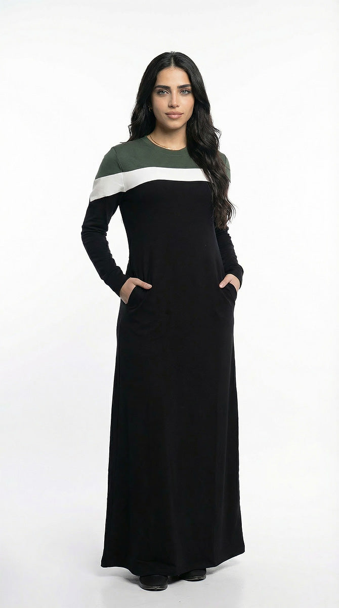 عباية رياضية قطن كريب زيتى فى اسود