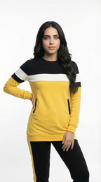 بدلة رياضي قطن مسطردة فى اسود