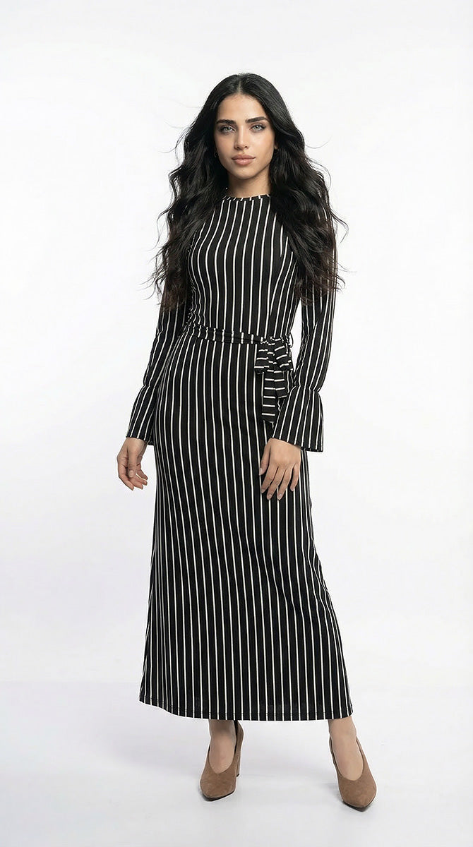 فستان سكوبا اسود طويل