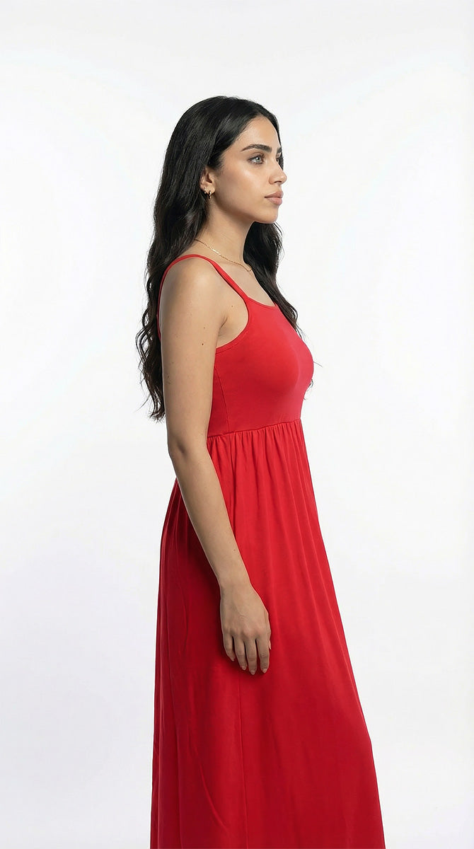 Robe salopette rouge en pur coton