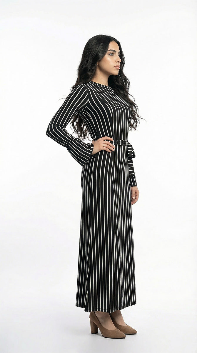 فستان سكوبا اسود طويل