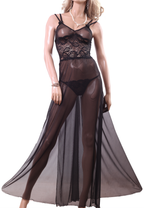 Chemise de nuit longue noire power avec poitrine power