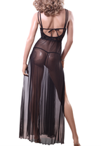 Chemise de nuit longue noire power avec poitrine power