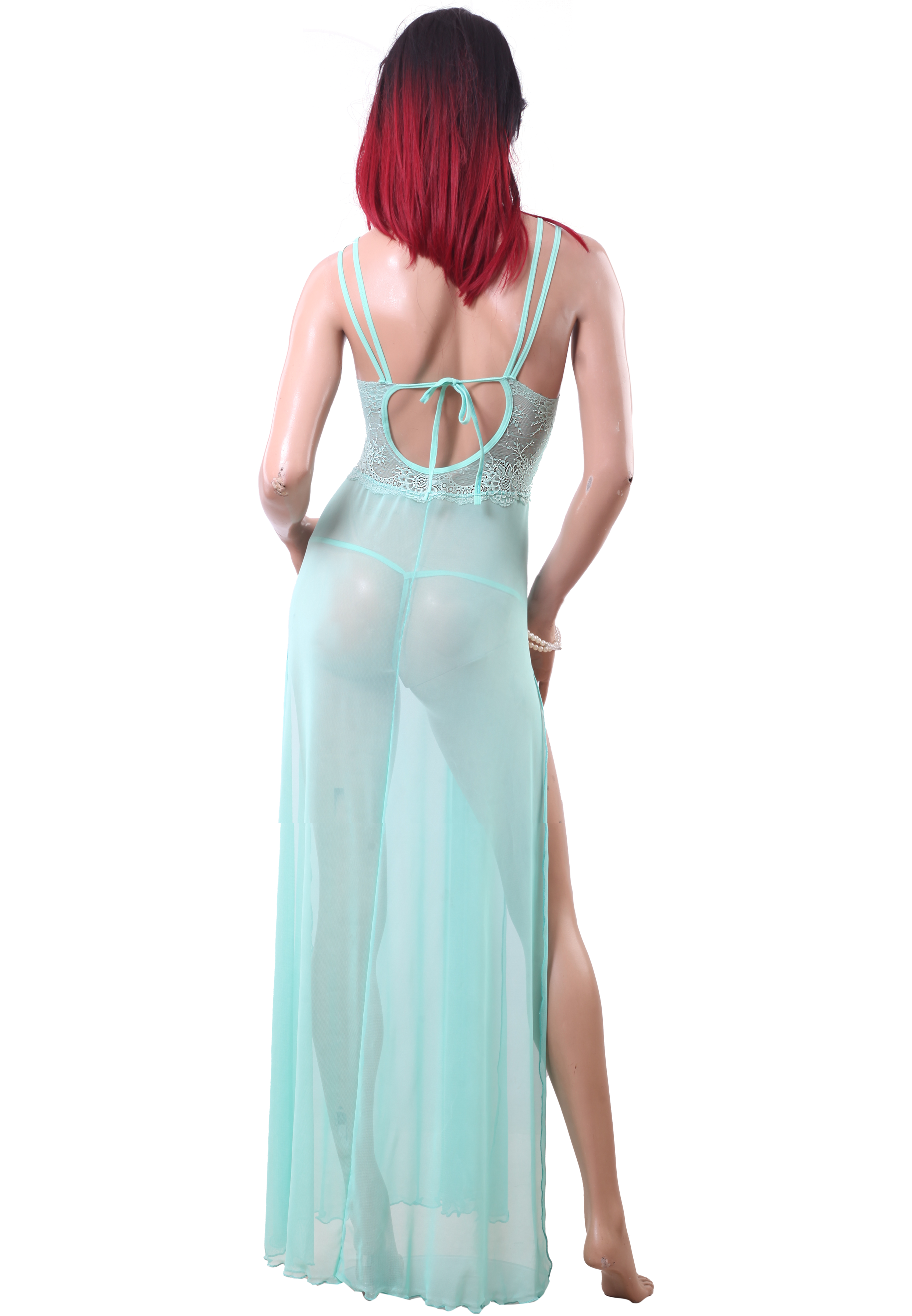 Chemise de nuit longue pistache en power avec poitrine power