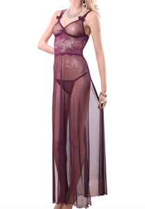 Power long purple nightgown with power chest