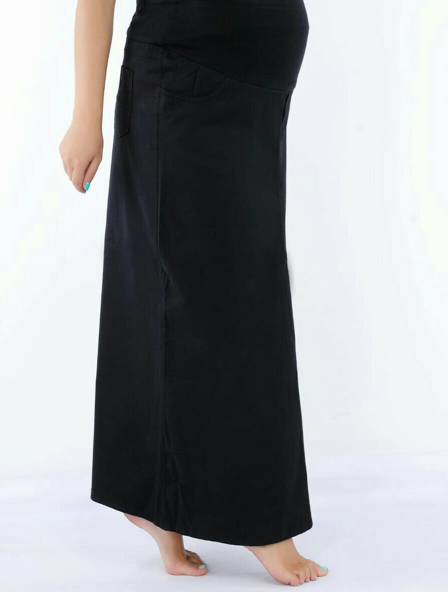 Black gabardine skirt for pregnant women