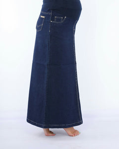 Navy blue jeans skirt for pregnant women