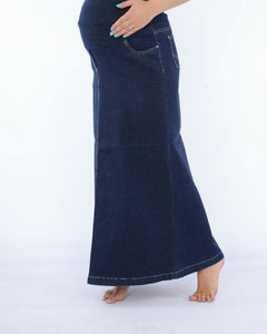 Navy blue jeans skirt for pregnant women