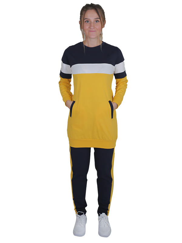 بدلة رياضي قطن مسطردة فى اسود - pumpkinU