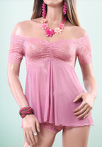 بيجاما شورت باور مع دانتيل كشمير