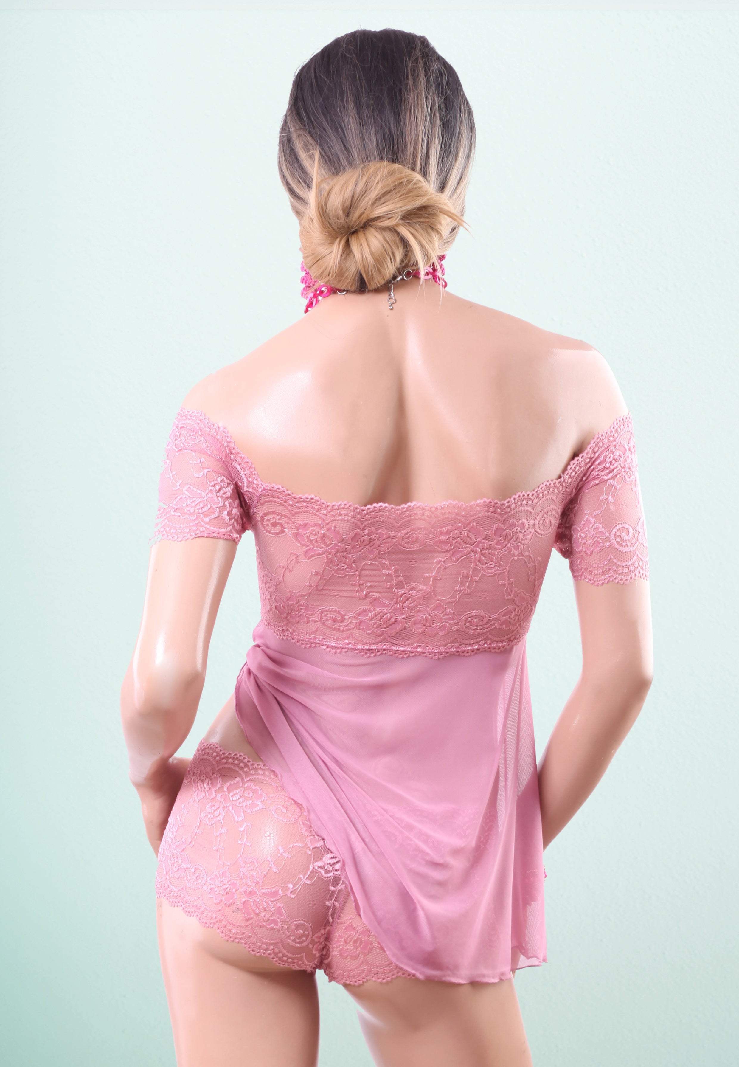 بيجاما شورت باور مع دانتيل كشمير