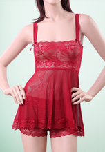 Load image into Gallery viewer, Hot short power pajamas with red lace chest