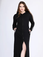 Abaya basique noire unie ouverte