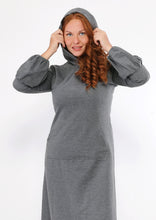 Load image into Gallery viewer, Plain dark gray abaya with pocket and hood