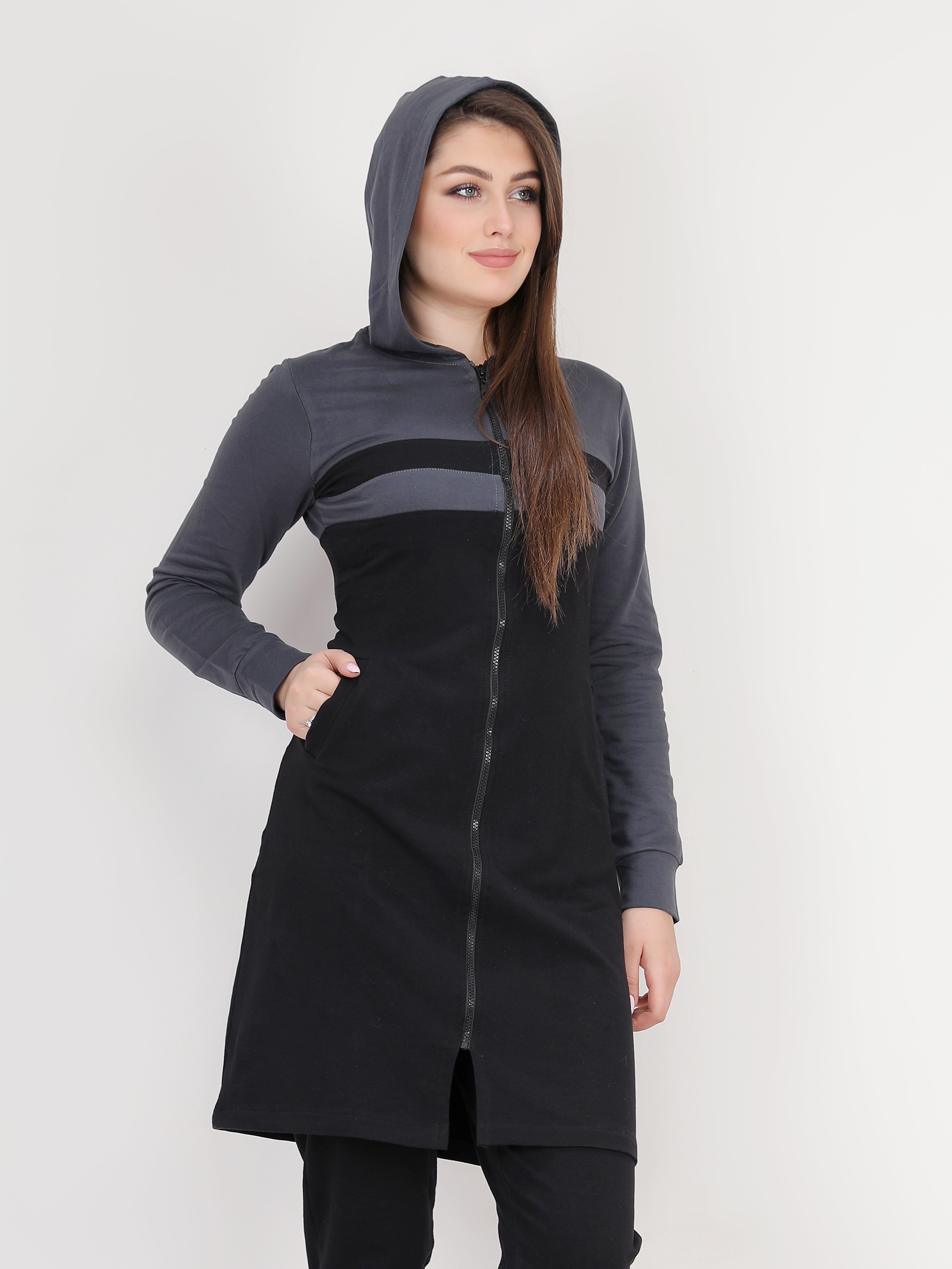 بدلة رياضية قطن ميلتون بسوستة وكابيشو رمادى فى اسود - pumpkinU