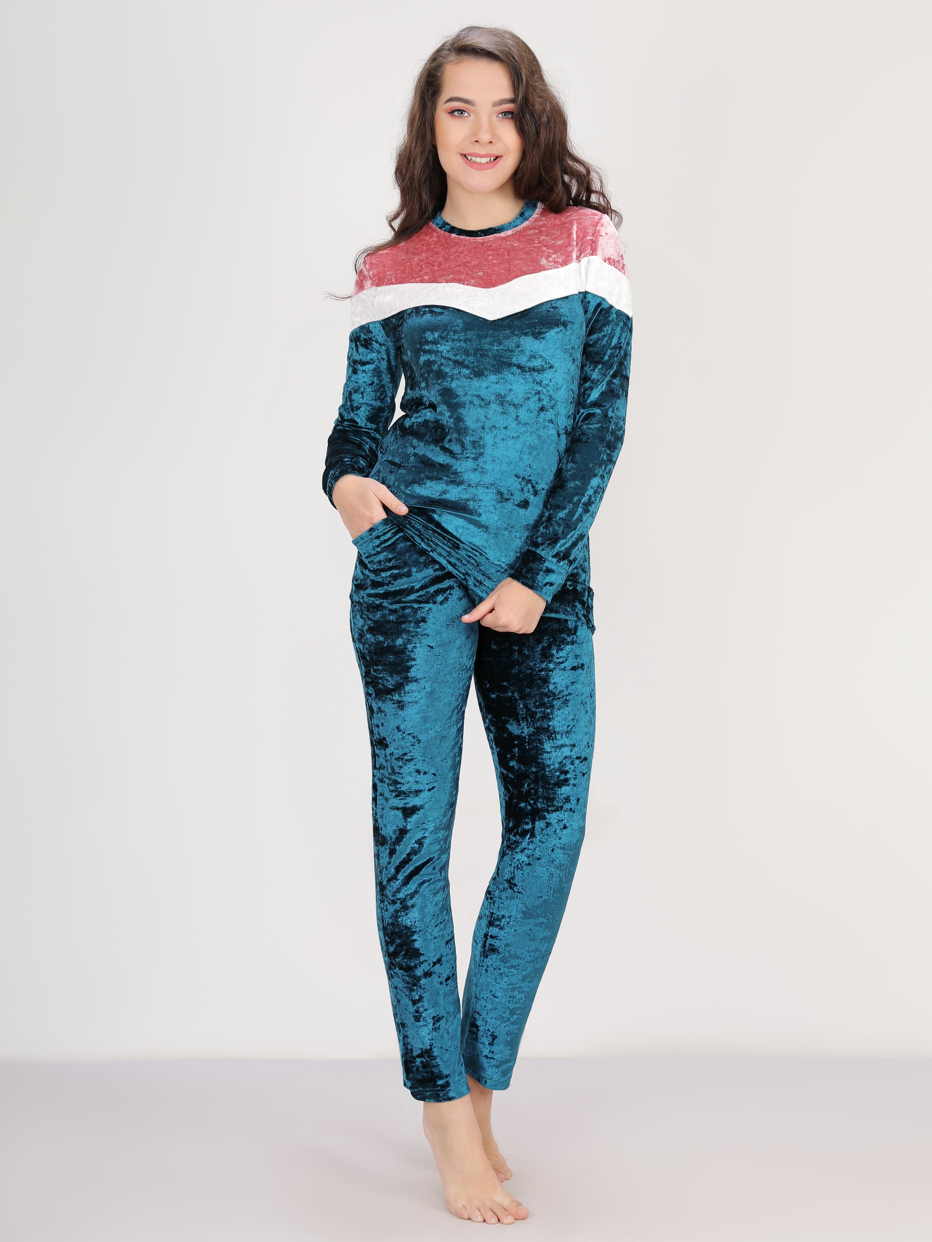 بيجاما قطيفة بترولى VV - pumpkinU