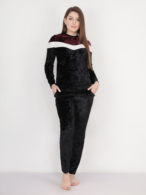 بيجاما قطيفة اسود VV - pumpkinU