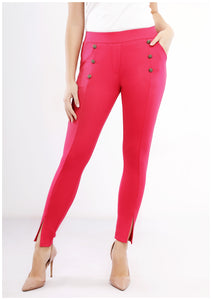 Polyester fuchsia pants with buttons