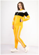 Load image into Gallery viewer, Mustard and black cotton Sportsuit with a chest zip